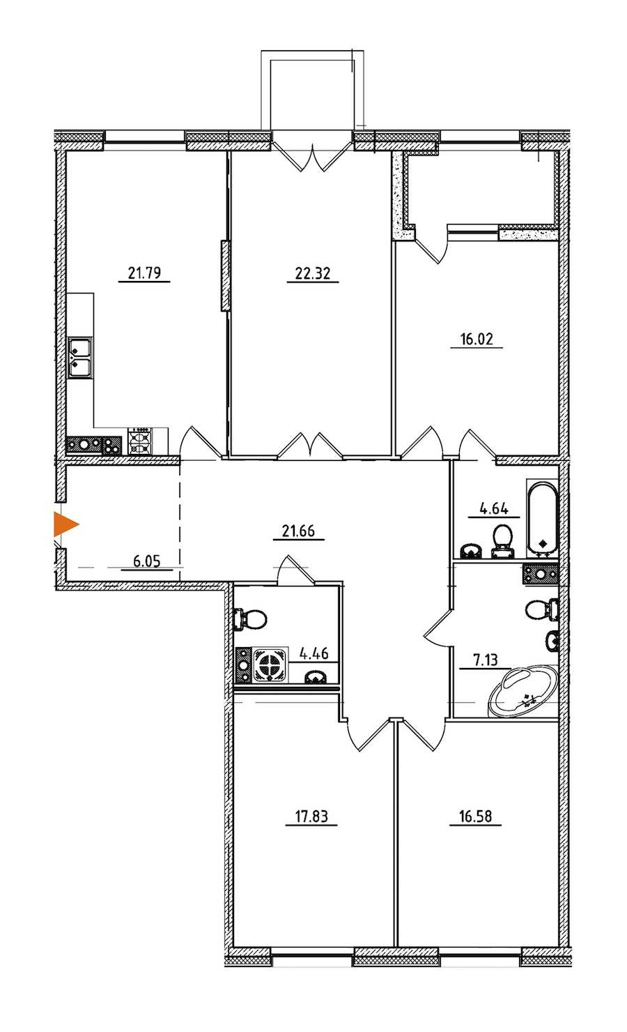 Четырехкомнатная квартира в : площадь 141.74 м2 , этаж: 4 – купить в Санкт-Петербурге